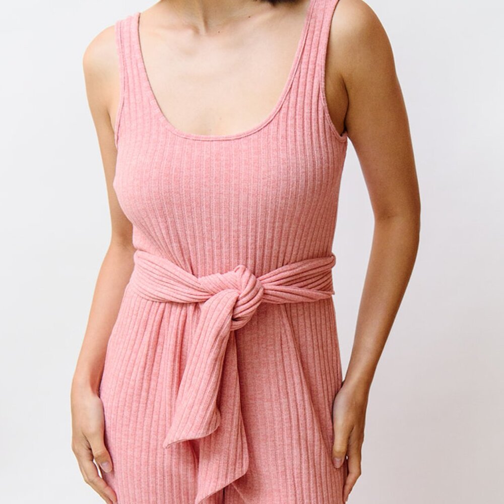 SAYLOR Pink Ribbed Jumpsuit - Picture 2 of 3